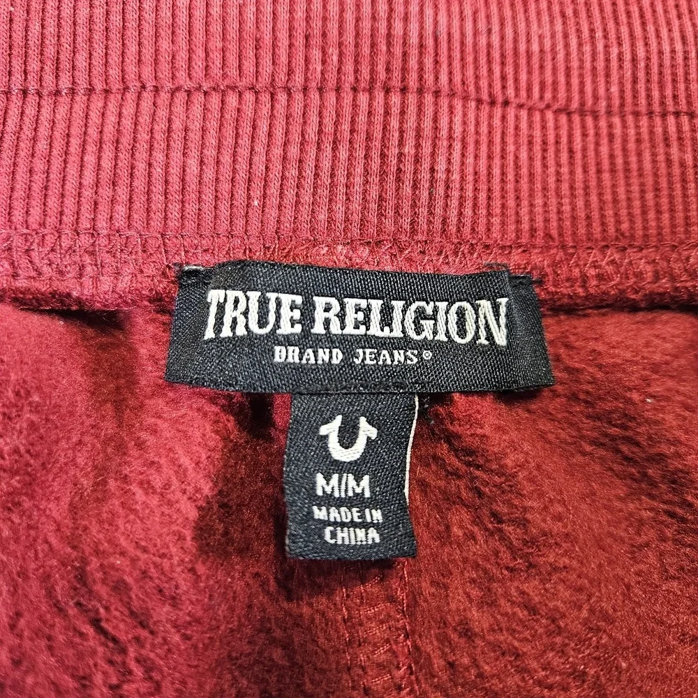 True ReligionHF Puff Jogger Mens Medium Horseshoe Logo Drawstring Red‎ Burgundy